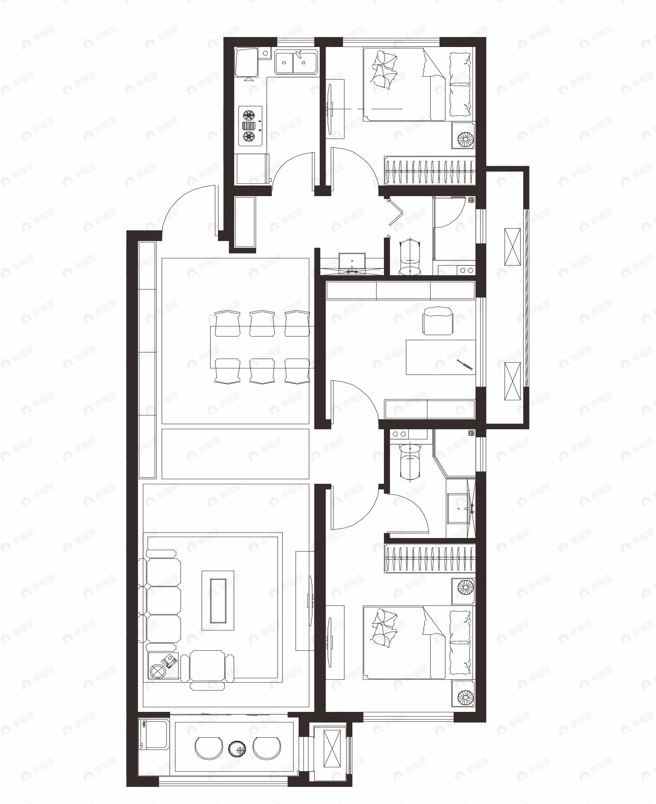 蓝湾玉园3室2厅2卫户型图