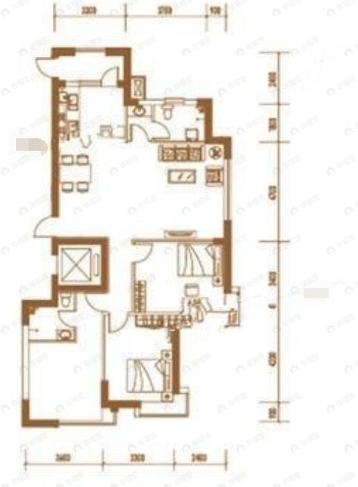 3室2厅2卫建面140平户型图