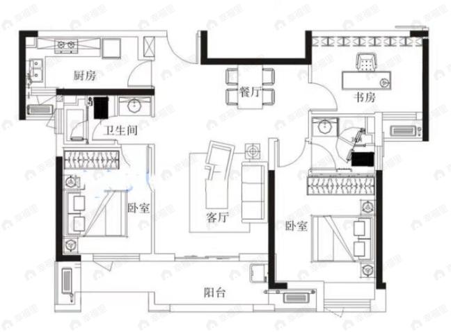 兰江公园里3室2厅2卫户型图