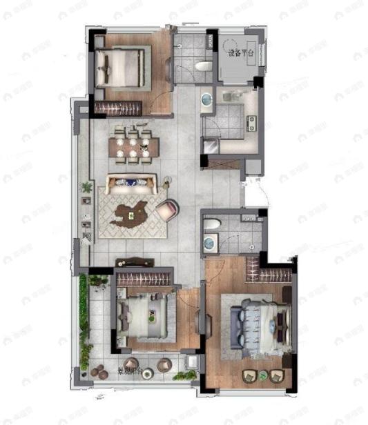 蓝城慧园3室2厅2卫户型图