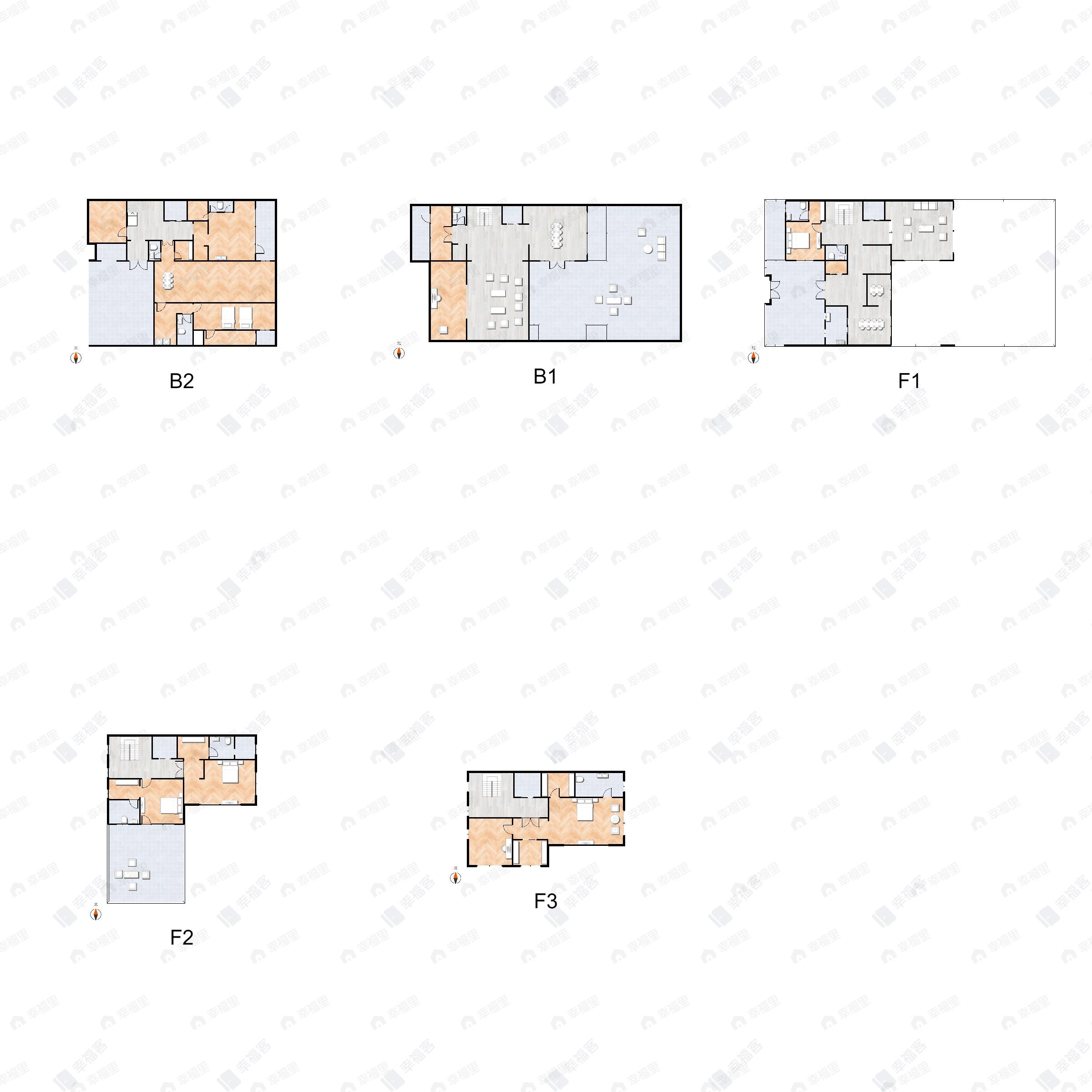 4室4厅9卫建面755平北|南户型图