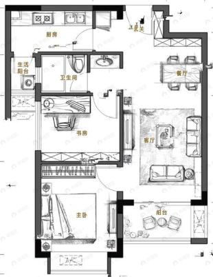 吉祥花园2室2厅1卫户型图