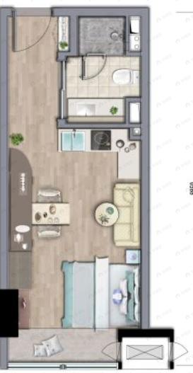 中铁卓越中心1室1厅1卫户型图