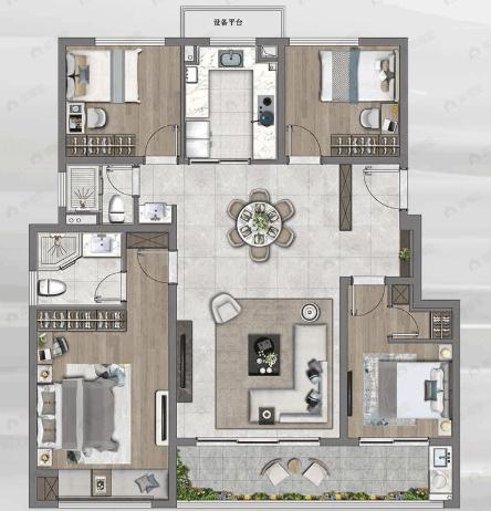 中冶国锐锦绣雅著4室2厅2卫户型图