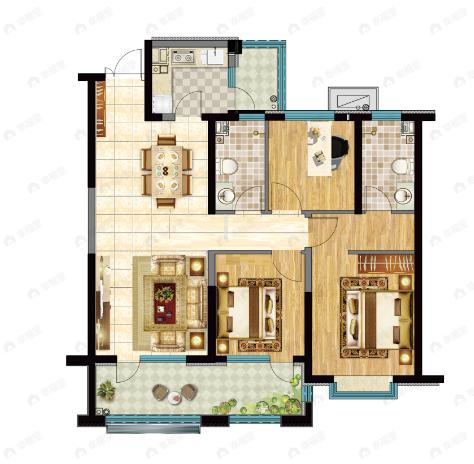 金柏悦海3室2厅2卫户型图