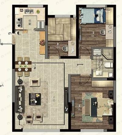 民安海逸康城3室2厅1卫户型图