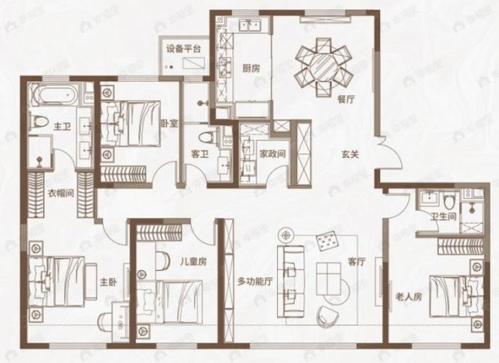 中海河山郡4室3厅3卫户型图