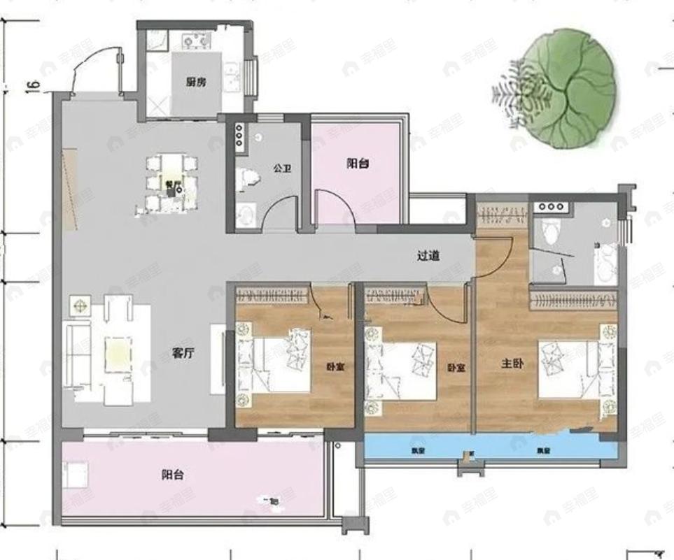 芸品水岸阁3室2厅2卫户型图