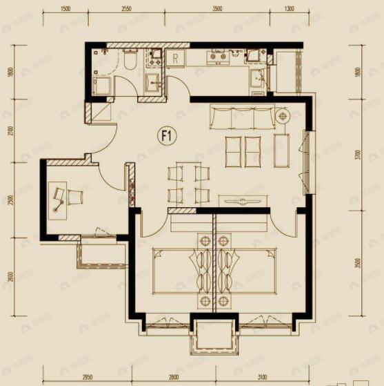 3室2厅1卫建面89平户型图