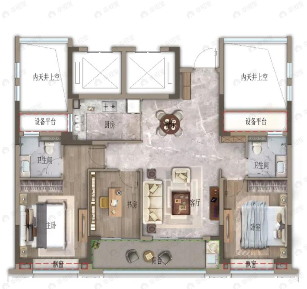 滨江福田里3室2厅2卫户型图