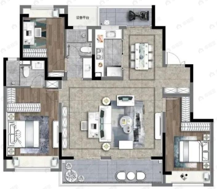 阳光城禹洲宸悦3室2厅2卫户型图