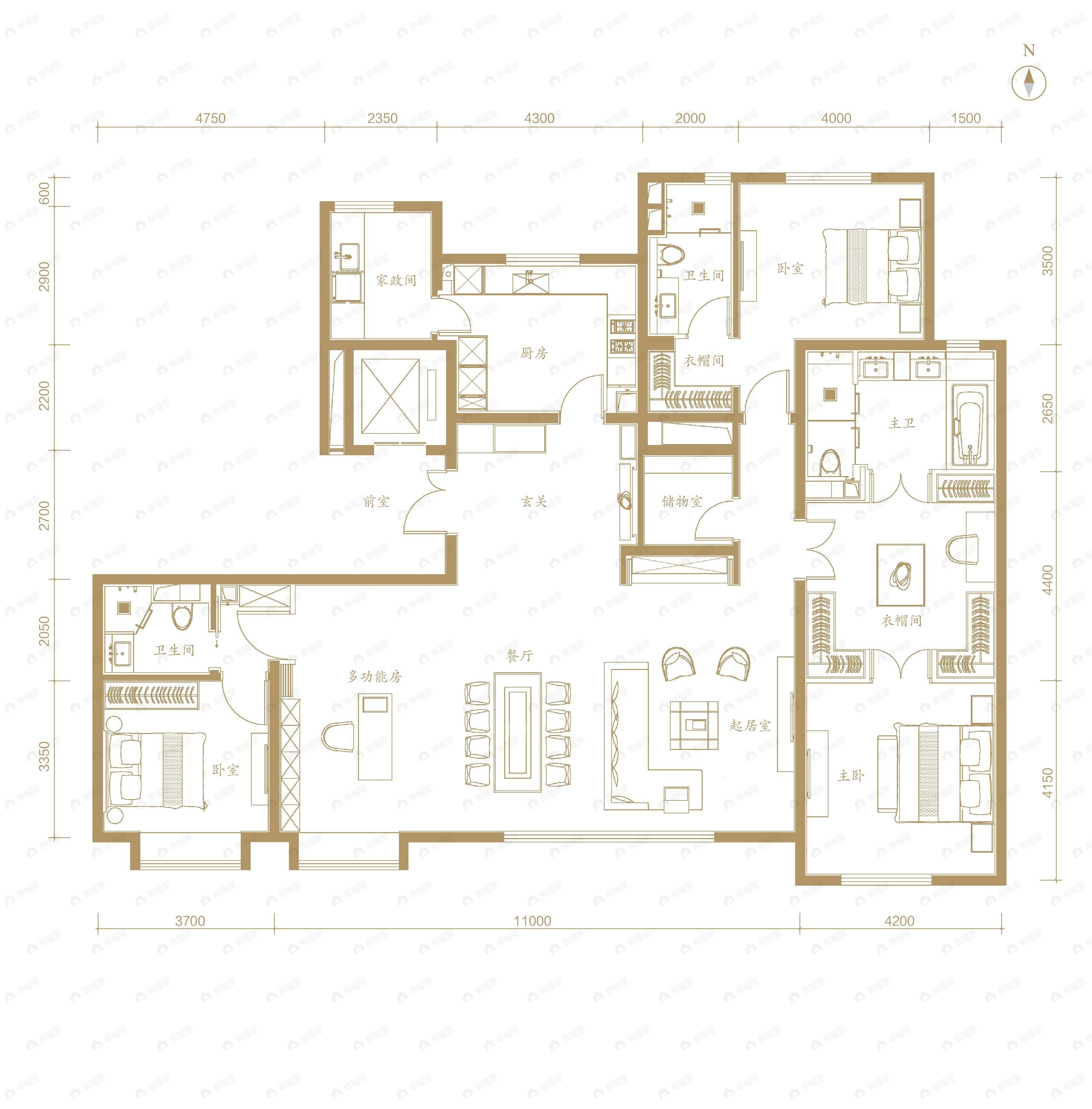 葛洲坝中国府4室2厅3卫户型图
