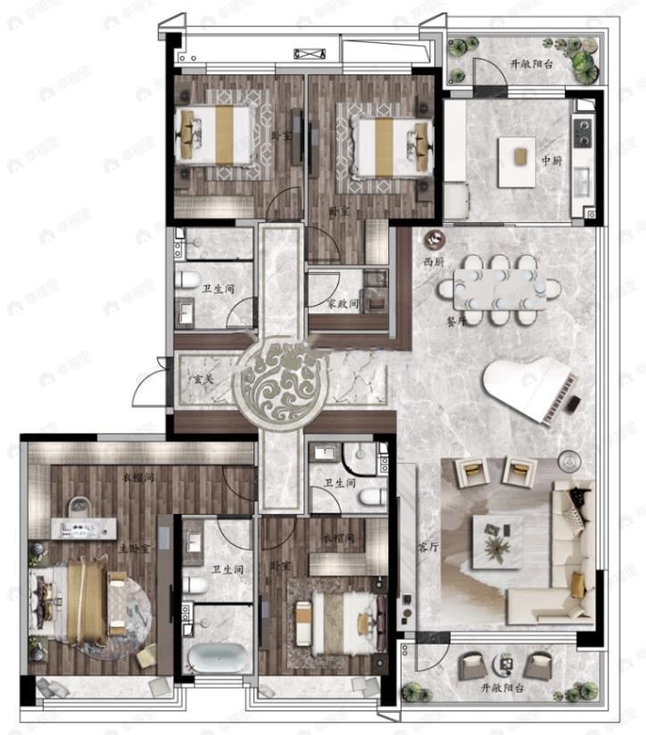 碧桂园云顶4室2厅3卫户型图