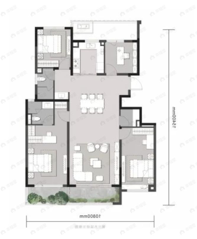 中粮·大悦未来城4室2厅2卫户型图
