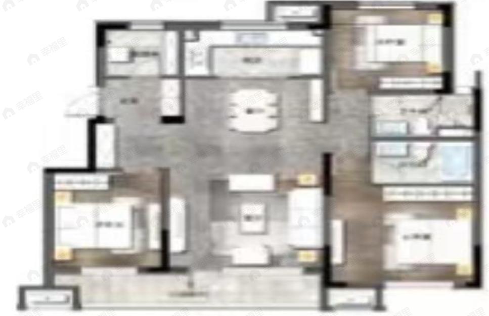3室2厅2卫建面121平户型图