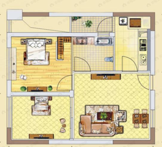 银河谷2室1厅1卫户型图