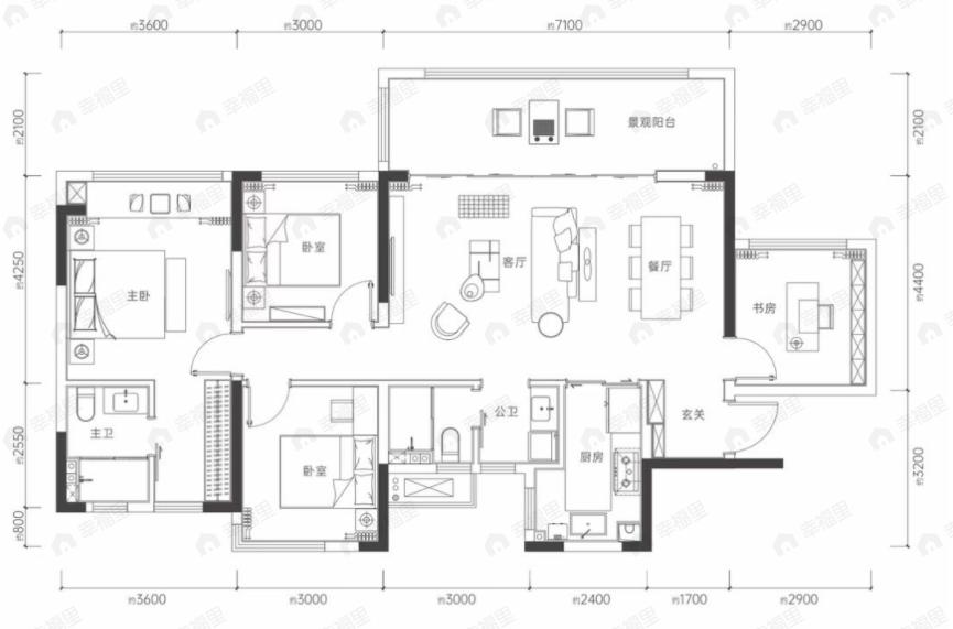 首钢璟悦里4室2厅2卫户型图