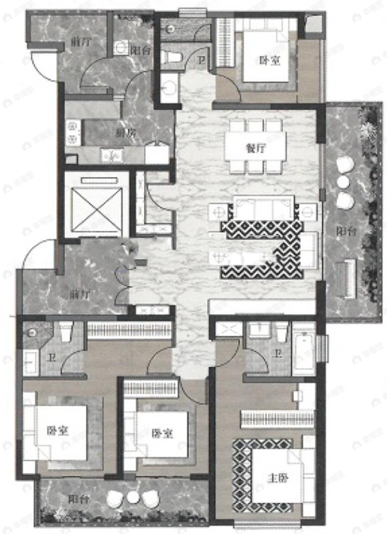 融城昆明湖4室2厅3卫户型图