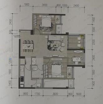 世茂璀璨天城3室2厅1卫户型图