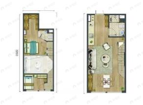 虹桥国际HQ公寓2室2厅2卫户型图