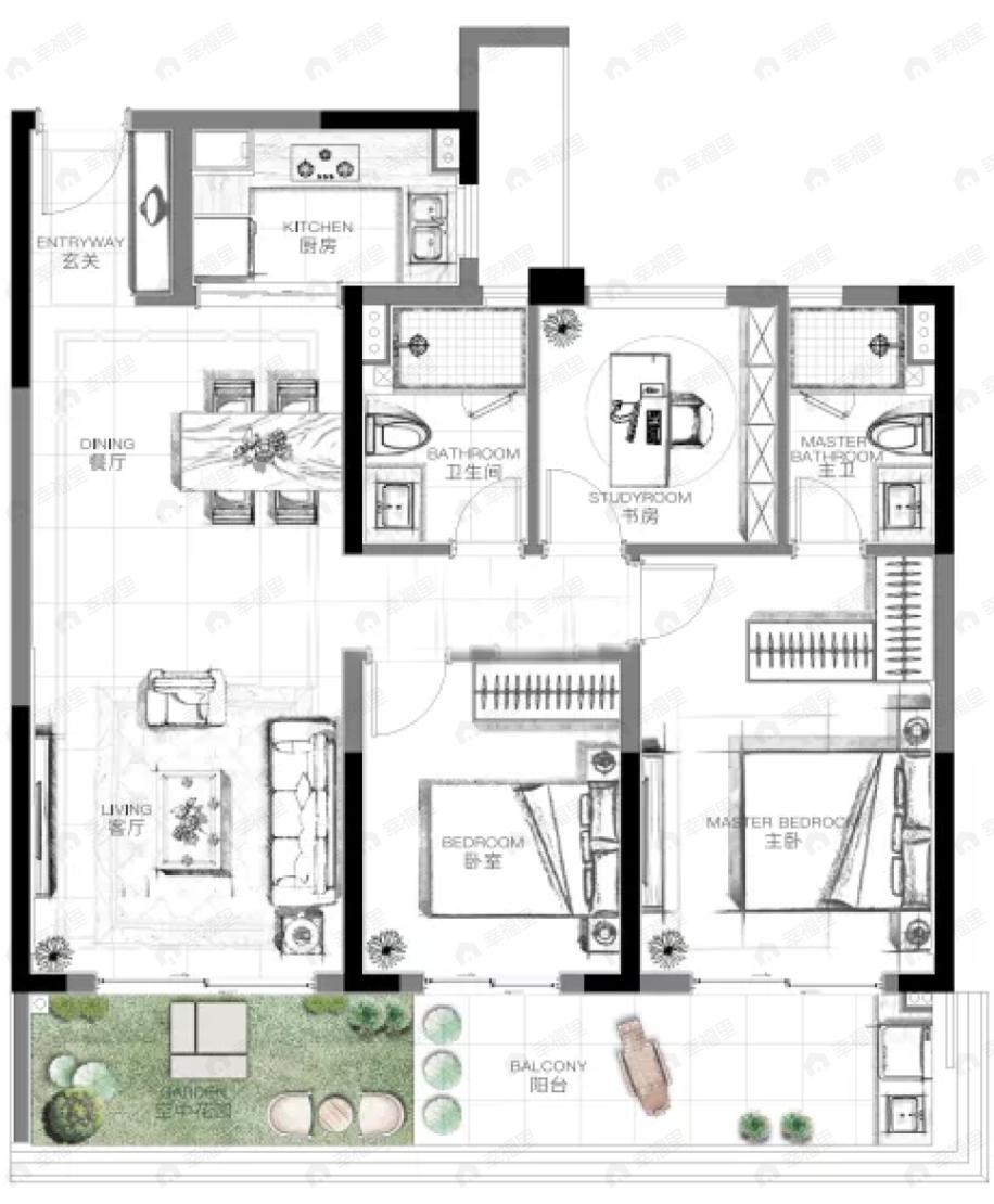 中国铁建未来视界3室2厅2卫户型图