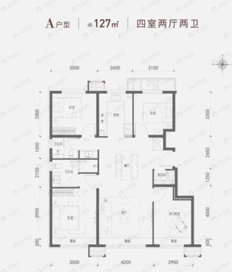 梧桐山语4室2厅2卫户型图