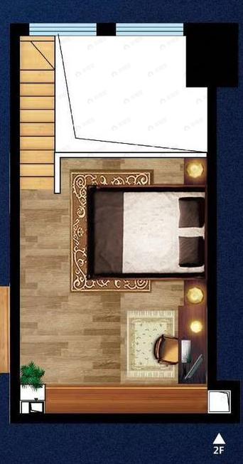 1室1厅1卫建面56m²北户型图