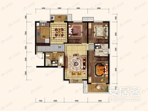 3室2厅2卫建面141平户型图