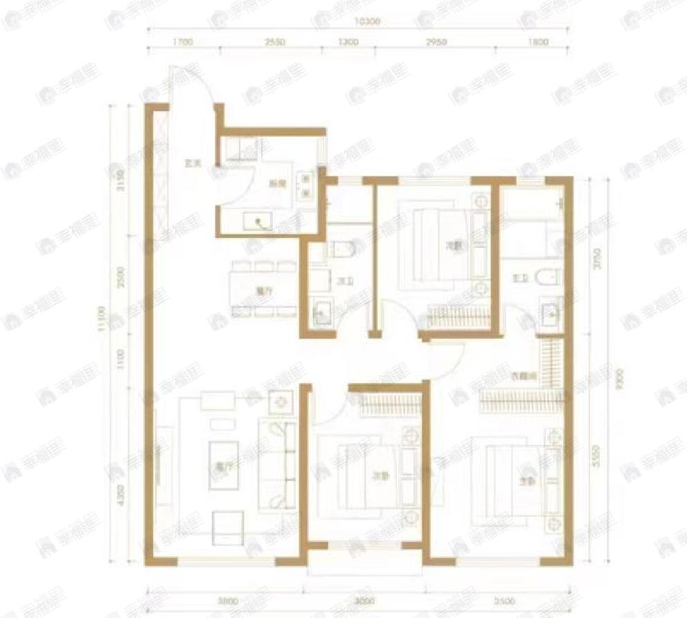 保利公园壹号3室2厅2卫户型图
