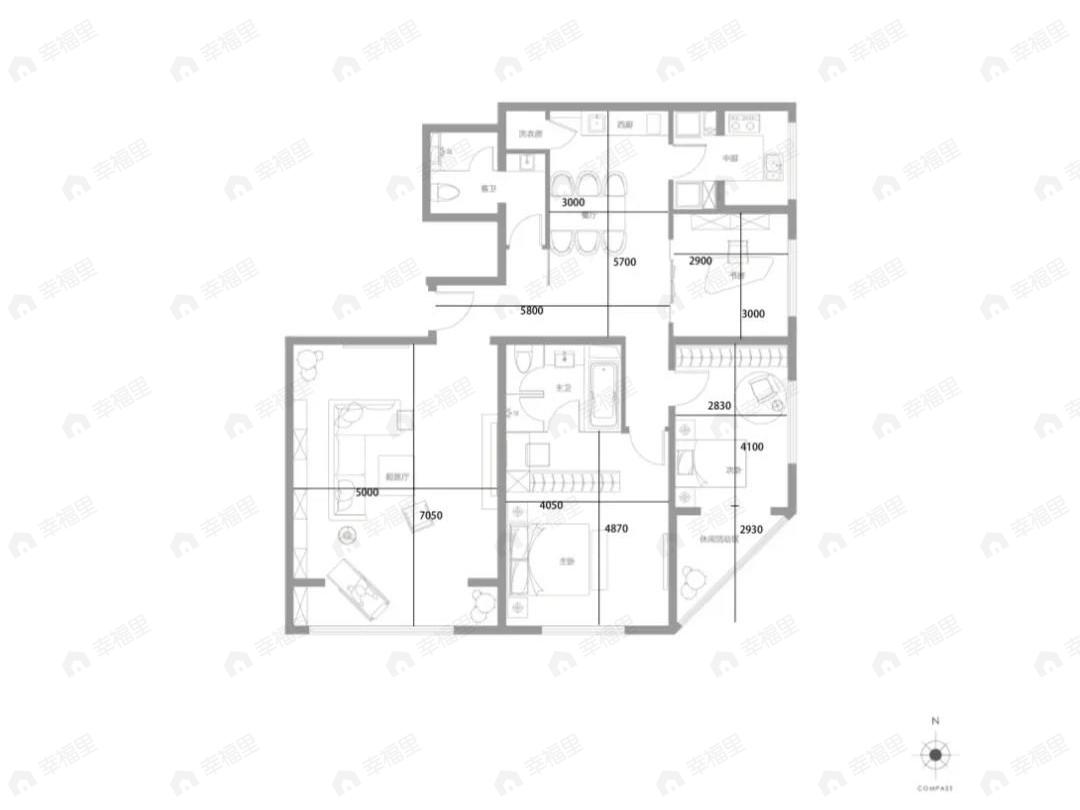 尊悦光华3室2厅2卫户型图
