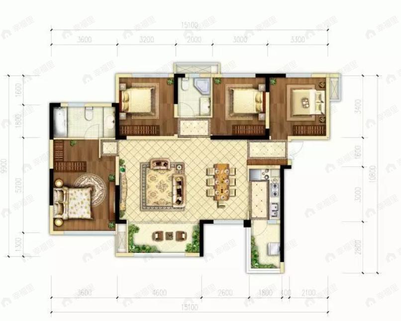 置信安居逸都城4室2厅2卫户型图