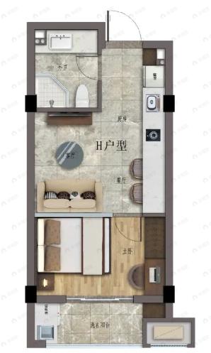 双溪源藏珑1室1厅1卫户型图