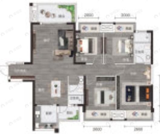 隆源学府4室2厅2卫户型图