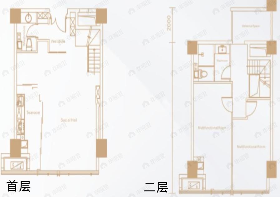 2室1厅2卫建面76平户型图