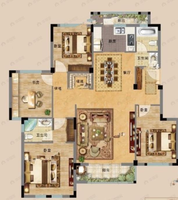 加州橘郡4室2厅2卫户型图
