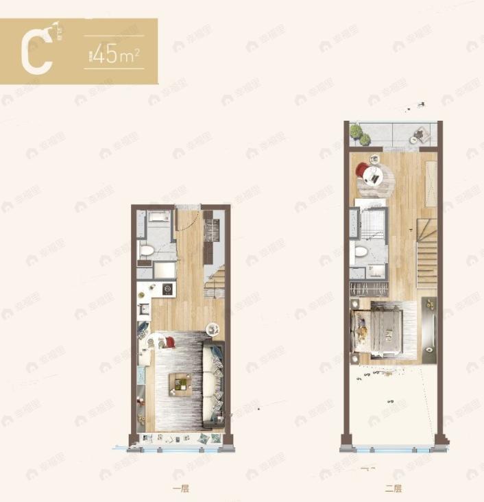 涵碧紫金城1室1厅2卫户型图