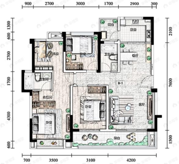 兆信北悦府4室2厅2卫户型图