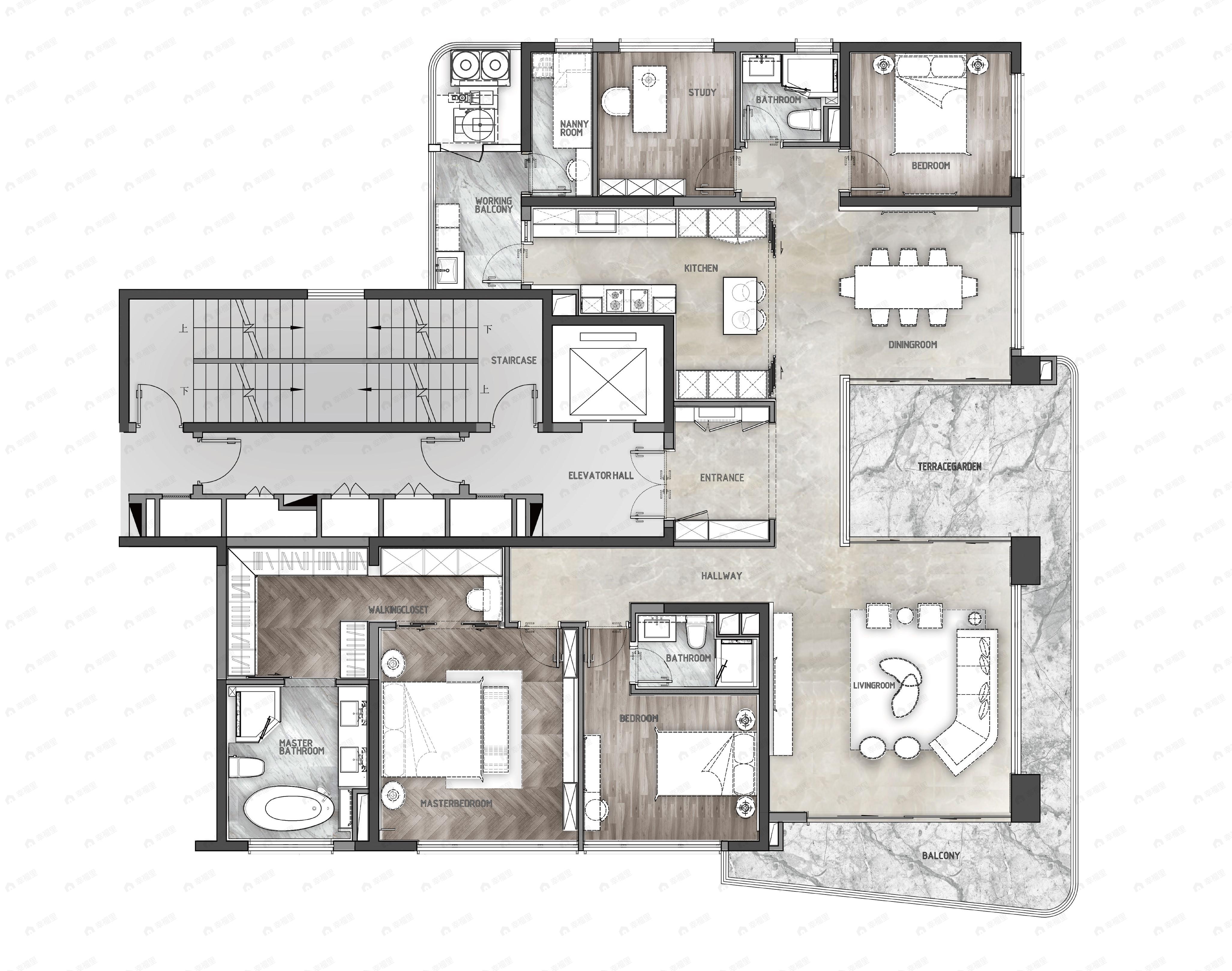 首开龙湖天奕4室2厅3卫户型图