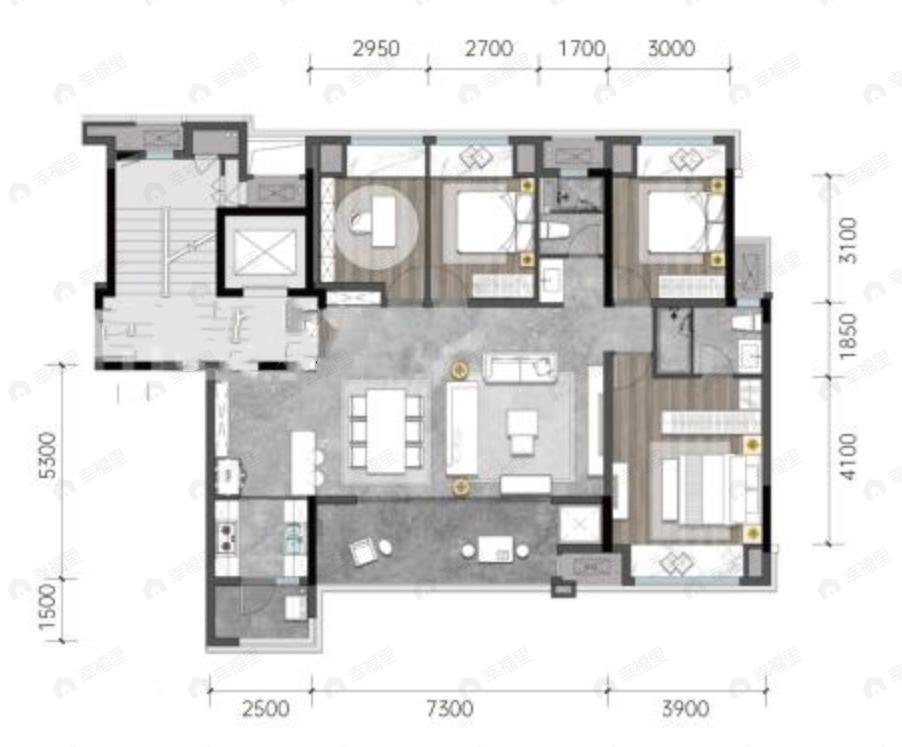 龙湖焕城4室2厅2卫户型图