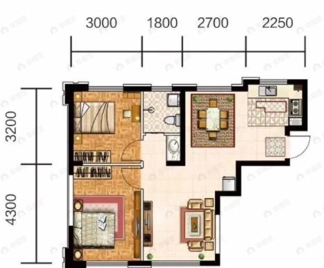 福佳新城3室2厅1卫户型图