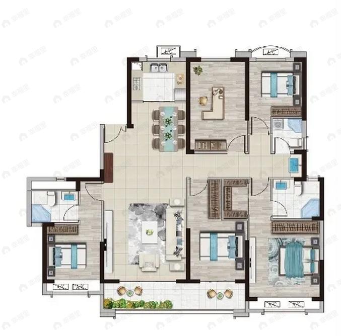 中绘·大溪地5室2厅3卫户型图