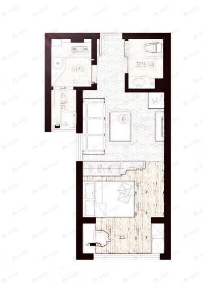 思学园智能村1室1厅1卫户型图