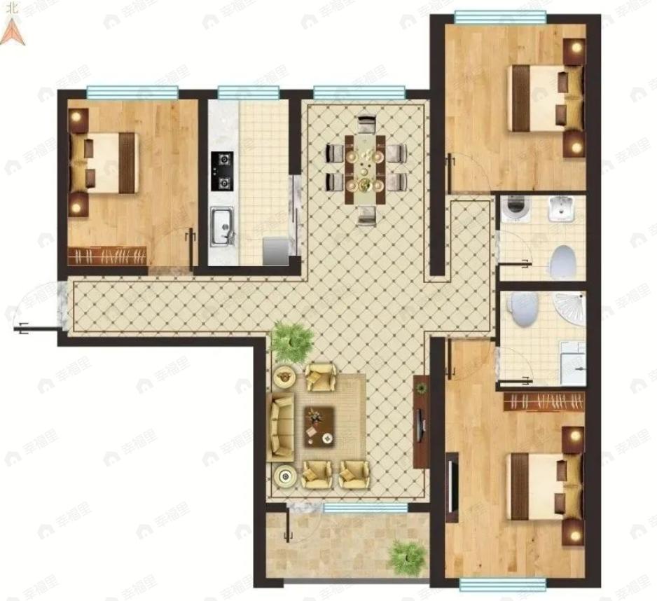 佳兆业·水岸兰亭3室2厅2卫户型图