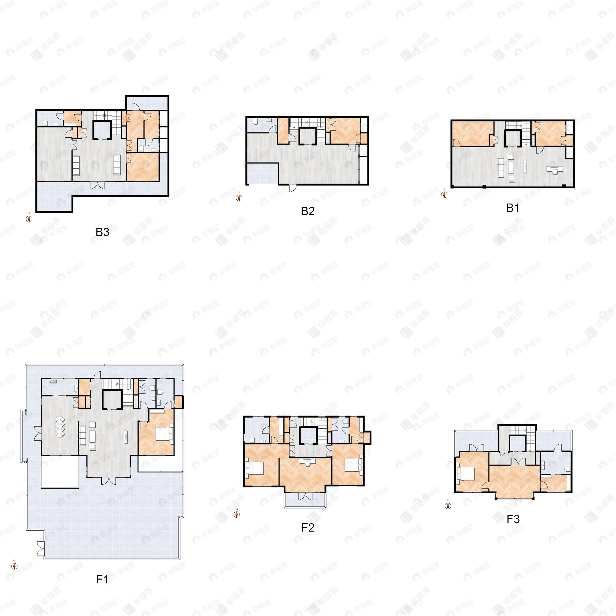 4室5厅8卫建面426平南|北户型图