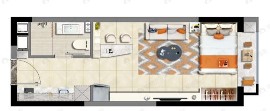 绿地高新全球贸易港WE未来1室1厅1卫户型图