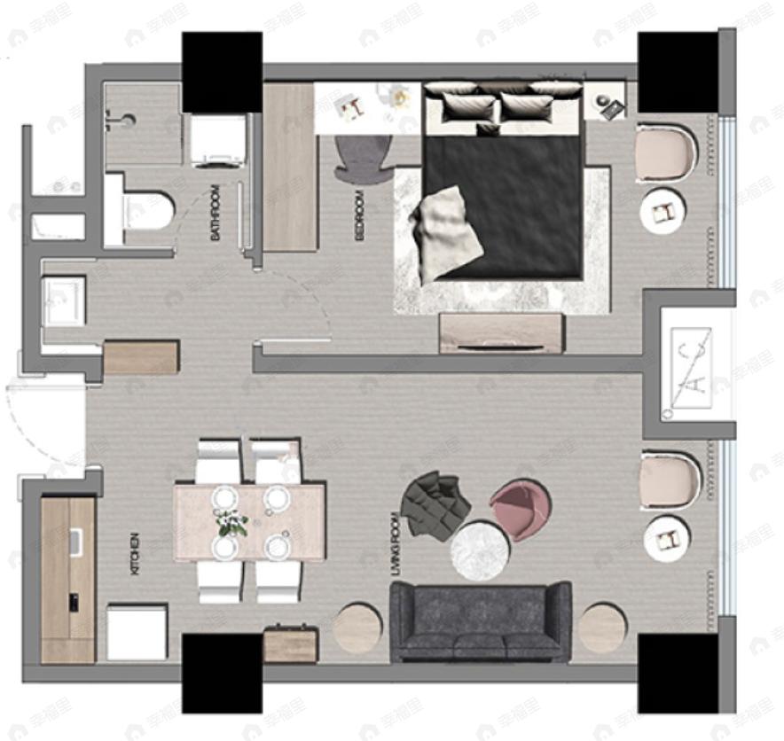 瑞斯丽悦庭1室1厅1卫户型图