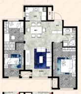 首开·如院3室2厅1卫户型图