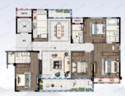 新鸿君品雅苑4室2厅3卫户型图