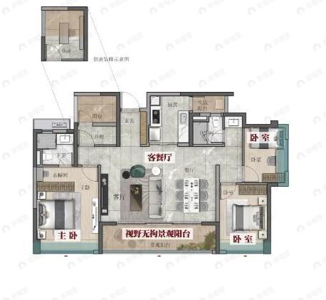 佳兆业广雅院3室2厅2卫户型图