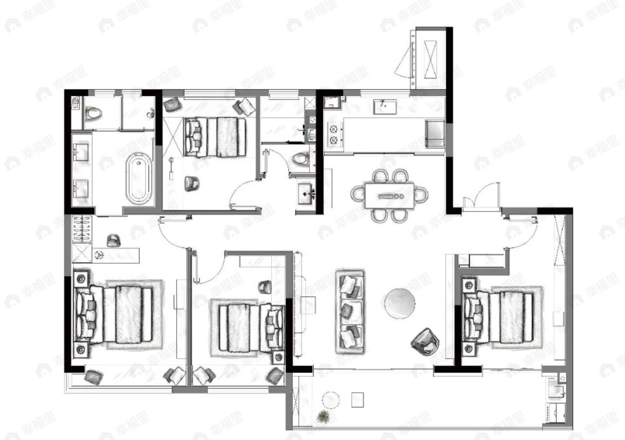 保利扬子萃云台4室2厅2卫户型图
